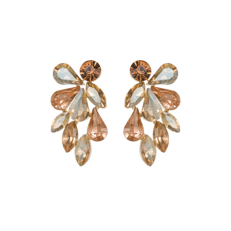 Wholesale Diamond Set Glass Diamond Alloy Earrings